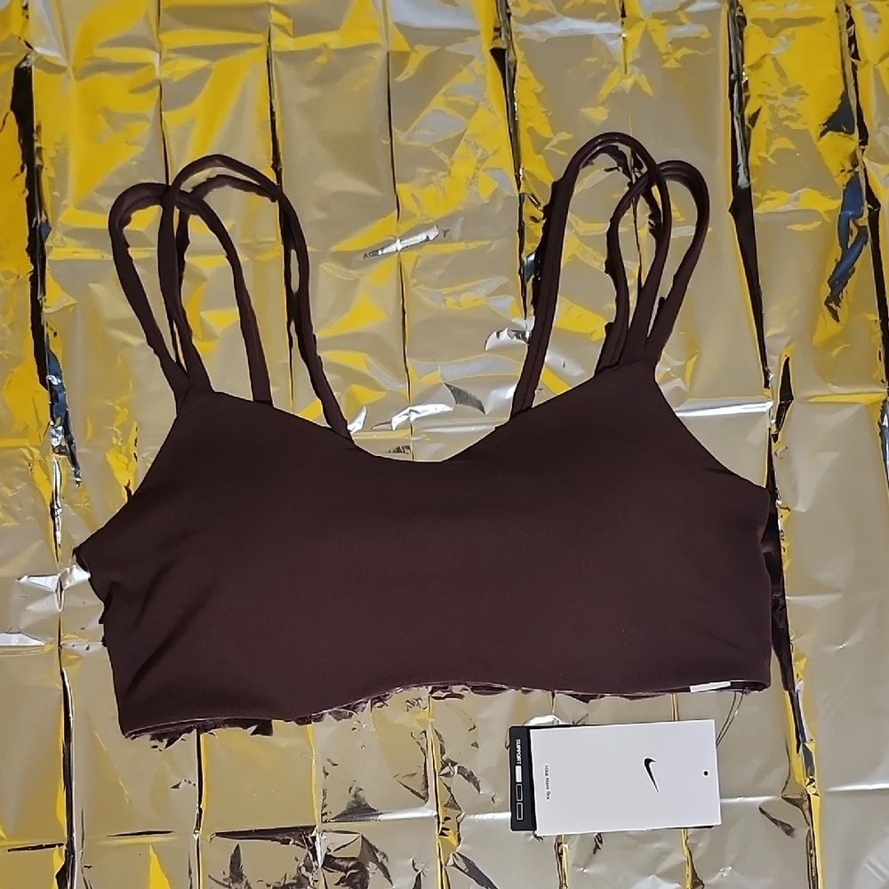 Nike Dark Brown Strappy Sports Bra - Picture 1 of 7